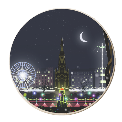 Edinburgh at Night - personalised beer coaster by Richard O'Neill