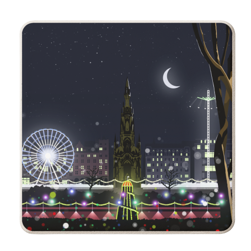 Edinburgh at Night - personalised beer coaster by Richard O'Neill