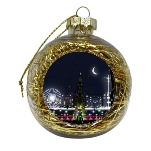 Edinburgh at Night - xmas bauble by Richard O'Neill