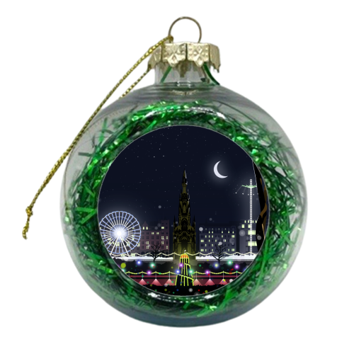Edinburgh at Night - xmas bauble by Richard O'Neill