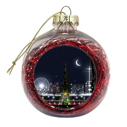 Edinburgh at Night - xmas bauble by Richard O'Neill