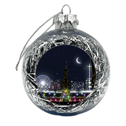 Edinburgh at Night - xmas bauble by Richard O'Neill