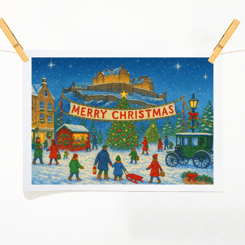 Edinburgh Castle at Christmas - A1 - A4 art print by Ms Doodle
