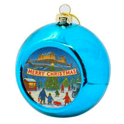 Edinburgh Castle at Christmas - colourful christmas bauble by Ms Doodle