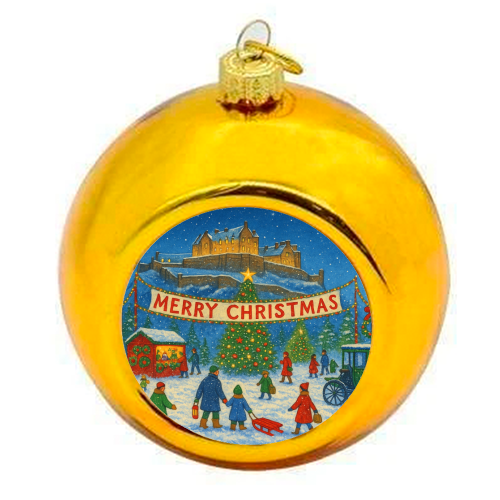Edinburgh Castle at Christmas - colourful christmas bauble by Ms Doodle