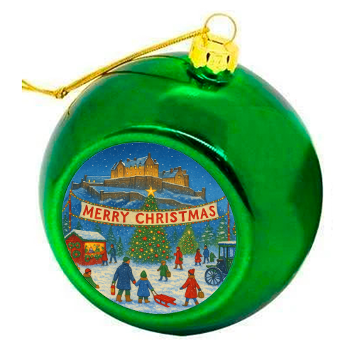 Edinburgh Castle at Christmas - colourful christmas bauble by Ms Doodle