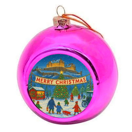 Edinburgh Castle at Christmas - colourful christmas bauble by Ms Doodle