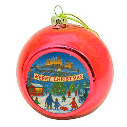 Edinburgh Castle at Christmas - colourful christmas bauble by Ms Doodle