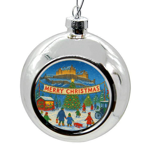 Edinburgh Castle at Christmas - colourful christmas bauble by Ms Doodle