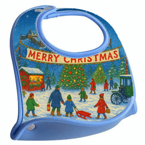 Edinburgh Castle at Christmas - feeding bib by Ms Doodle