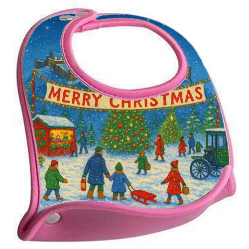 Edinburgh Castle at Christmas - feeding bib by Ms Doodle