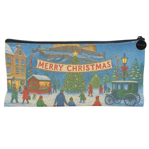 Edinburgh Castle at Christmas - flat pencil case by Ms Doodle
