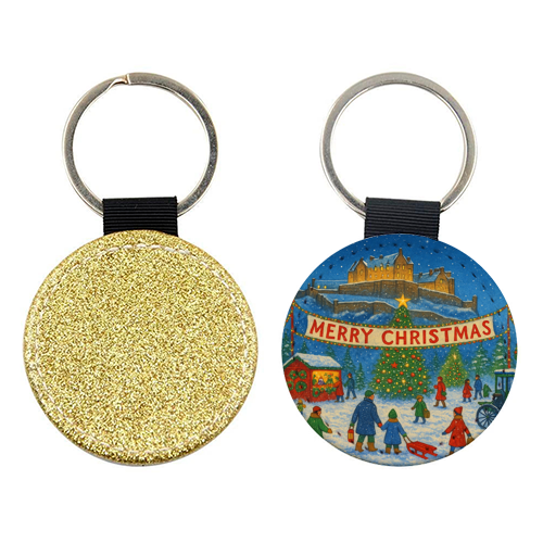 Edinburgh Castle at Christmas - keyring by Ms Doodle
