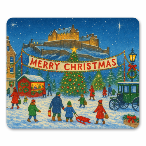 Edinburgh Castle at Christmas - mouse mat by Ms Doodle