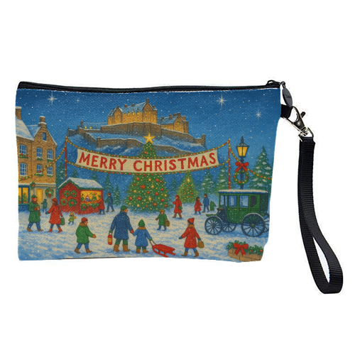 Edinburgh Castle at Christmas - pretty makeup bag by Ms Doodle