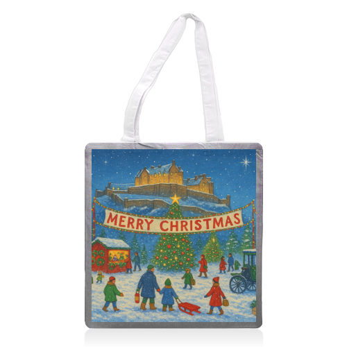 Edinburgh Castle at Christmas - printed canvas tote bag by Ms Doodle