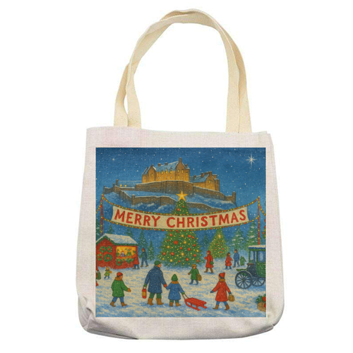 Edinburgh Castle at Christmas - printed canvas tote bag by Ms Doodle
