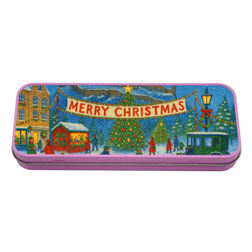 Edinburgh Castle at Christmas - tin pencil case by Ms Doodle