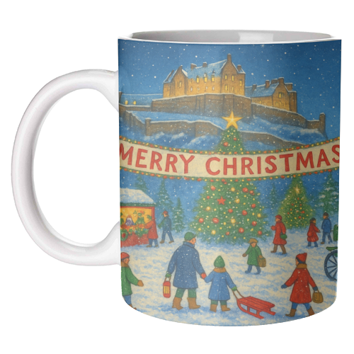 Edinburgh Castle at Christmas - unique mug by Ms Doodle