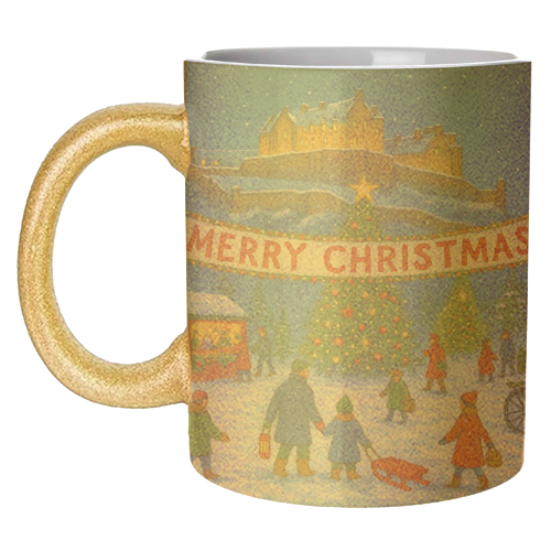 Edinburgh Castle at Christmas - unique mug by Ms Doodle