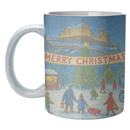 Edinburgh Castle at Christmas - unique mug by Ms Doodle