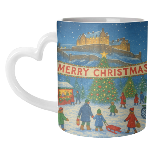 Edinburgh Castle at Christmas - unique mug by Ms Doodle