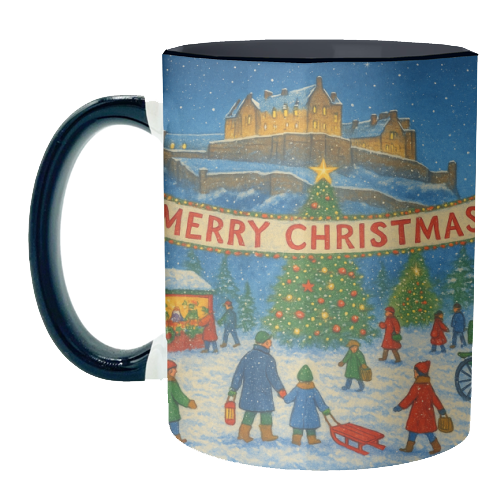 Edinburgh Castle at Christmas - unique mug by Ms Doodle