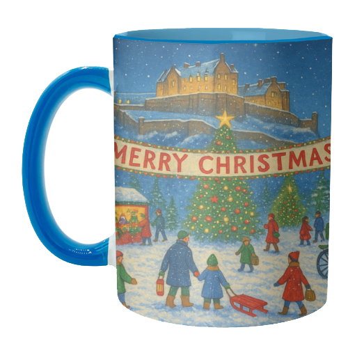 Edinburgh Castle at Christmas - unique mug by Ms Doodle