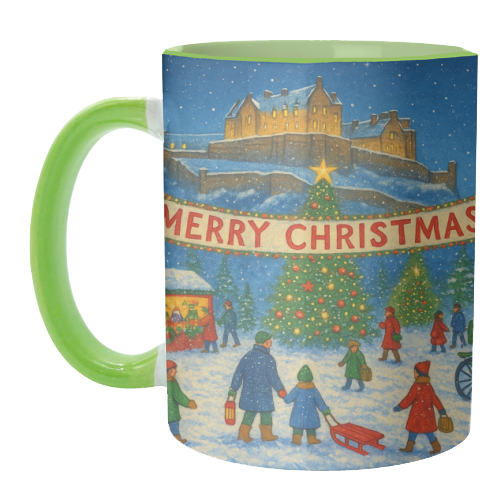 Edinburgh Castle at Christmas - unique mug by Ms Doodle
