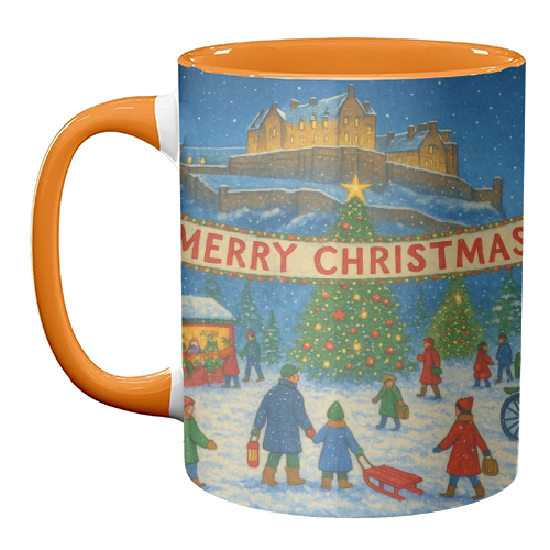Edinburgh Castle at Christmas - unique mug by Ms Doodle