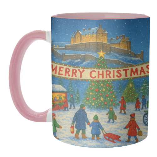 Edinburgh Castle at Christmas - unique mug by Ms Doodle