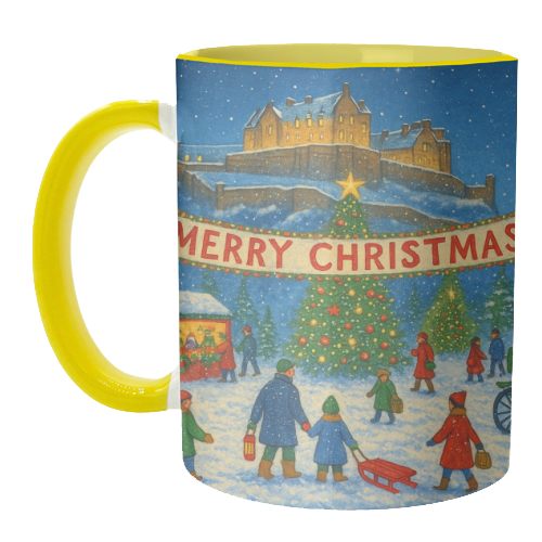 Edinburgh Castle at Christmas - unique mug by Ms Doodle