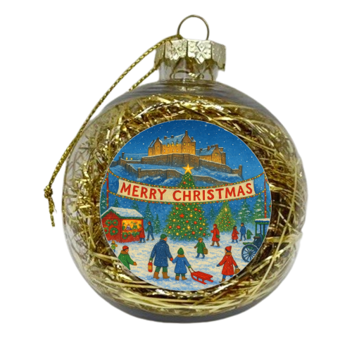Edinburgh Castle at Christmas - xmas bauble by Ms Doodle