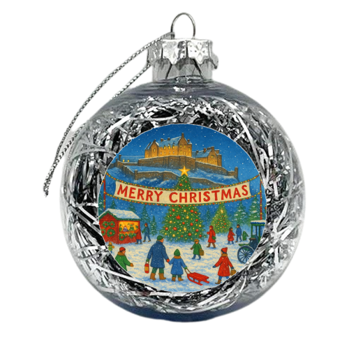 Edinburgh Castle at Christmas - xmas bauble by Ms Doodle