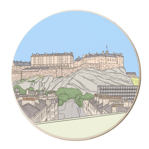 Edinburgh Castle (Scotland) & Surroundings - personalised beer coaster by Adam Regester