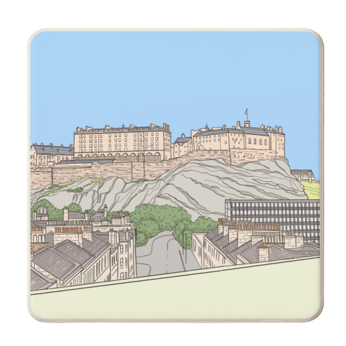 Edinburgh Castle (Scotland) & Surroundings - personalised beer coaster by Adam Regester