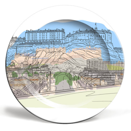 Edinburgh Castle watercolour - ceramic dinner plate by Adam Regester