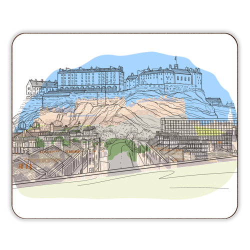 Edinburgh Castle watercolour - designer placemat by Adam Regester