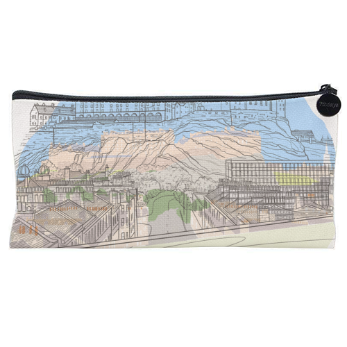 Edinburgh Castle watercolour - flat pencil case by Adam Regester