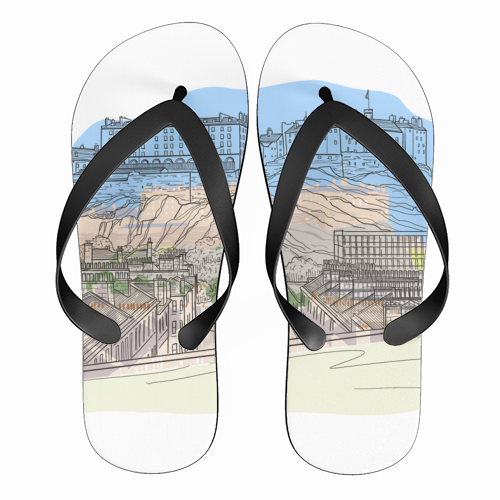 Edinburgh Castle watercolour - funny flip flops by Adam Regester