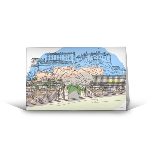 Edinburgh Castle watercolour - funny greeting card by Adam Regester