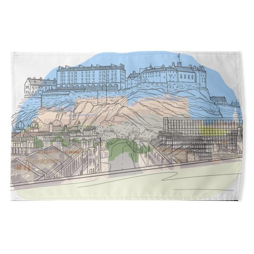 Edinburgh Castle watercolour - funny tea towel by Adam Regester