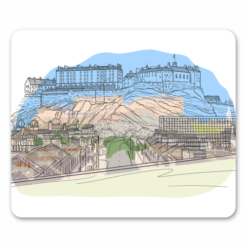 Edinburgh Castle watercolour - mouse mat by Adam Regester
