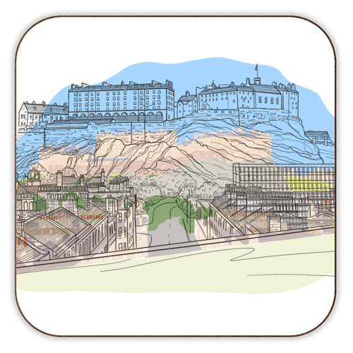 Edinburgh Castle watercolour - personalised beer coaster by Adam Regester