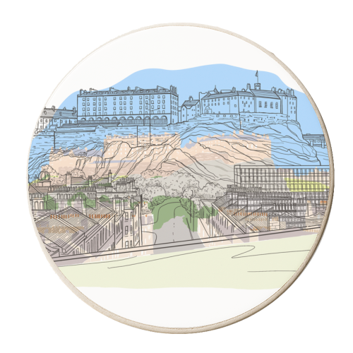 Edinburgh Castle watercolour - personalised beer coaster by Adam Regester