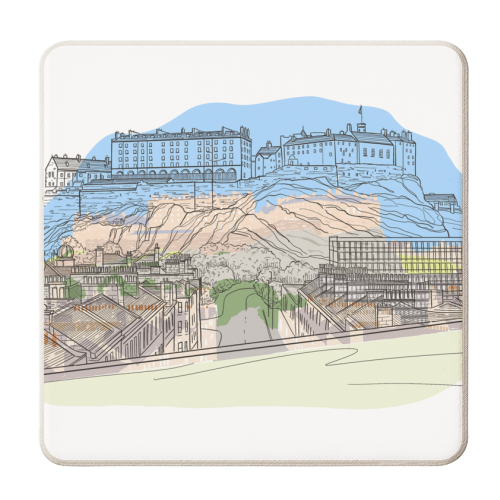 Edinburgh Castle watercolour - personalised beer coaster by Adam Regester