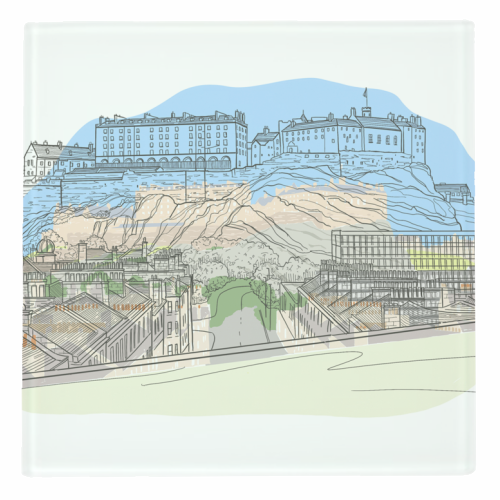 Edinburgh Castle watercolour - personalised beer coaster by Adam Regester