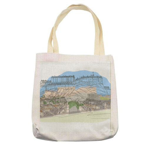 Edinburgh Castle watercolour - printed canvas tote bag by Adam Regester