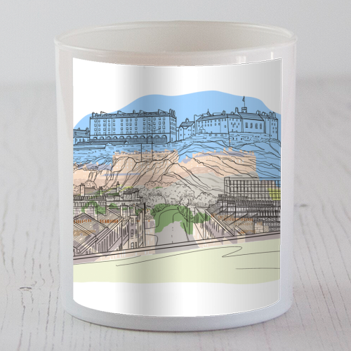 Edinburgh Castle watercolour - scented candle by Adam Regester