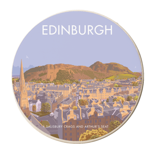 Edinburgh, Salisbury Crags and Arthur's Seat. - personalised beer coaster by Stephen Millership